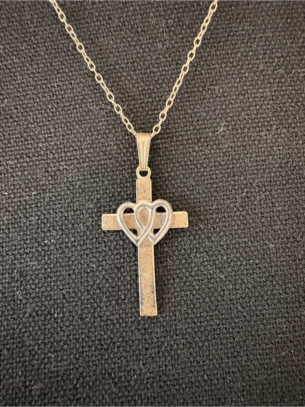 Sterling Silver Cross Necklace with Heart Accent - Silver - Picture 2 of 5